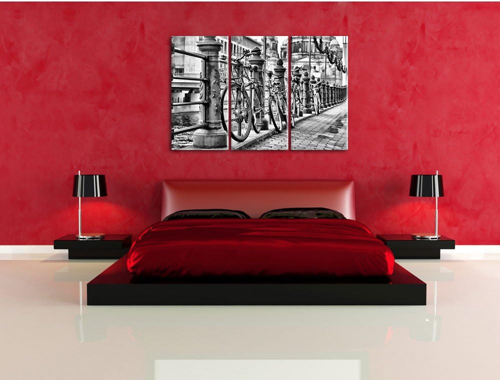 Pixxprint Fahrrad Bahnhof, BMX Bahnschiene 3Teiler 120x80 cm Leinwandbild Wandbild Kunstdruck