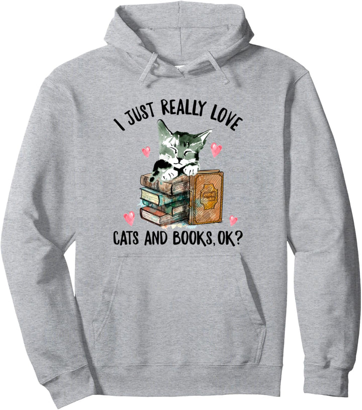 Lustiger Katzen und Bücher Spruch Katze Buch Watercolor Pullover Hoodie