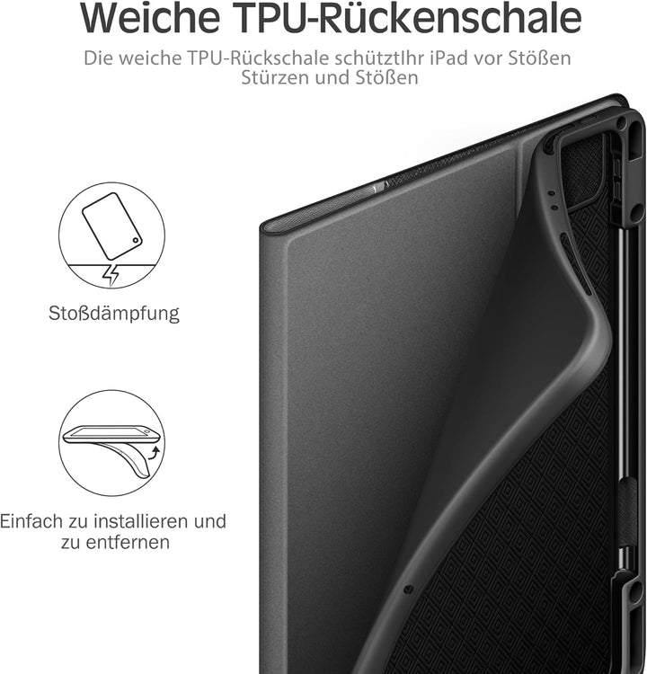 KingBlanc iPad Pro 12,9 Zoll Hülle 2022 (6. Generation) /2021/2020/2018 (5./4./3. Gen) mit Stifthalt