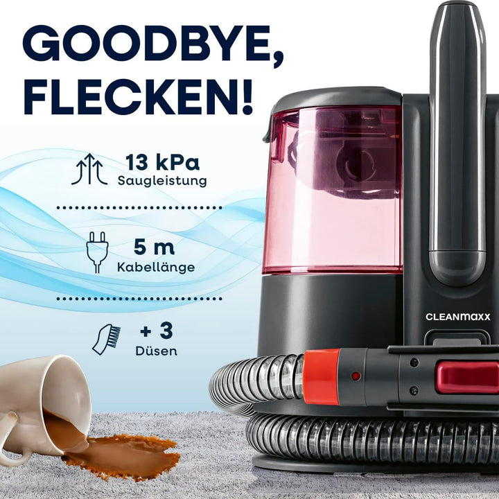 CLEANmaxx Teppichreiniger & Polsterreiniger Pro Power | Spot Cleaner & EASYmaxx Teppichreiniger Mitt