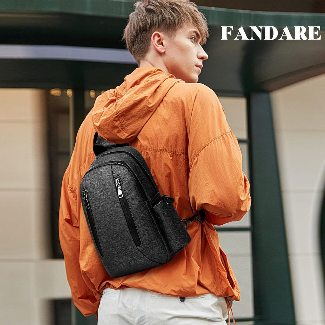 FANDARE Retro Brusttasche Sling Bag Sling Rucksack Schultertasche Crossbody Bag Business Umhängetasc