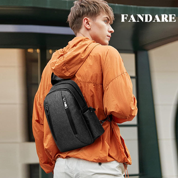 FANDARE Retro Brusttasche Sling Bag Sling Rucksack Schultertasche Crossbody Bag Business Umhängetasc