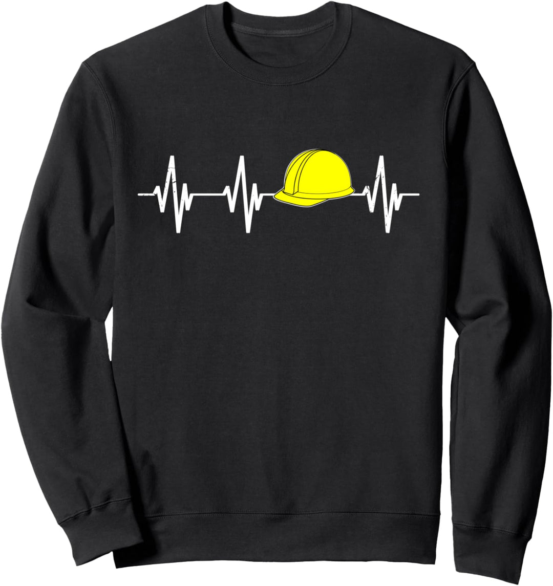 Bauarbeiter Helm Herzschlag Baggerfahrer Herzlinie Maurer Sweatshirt