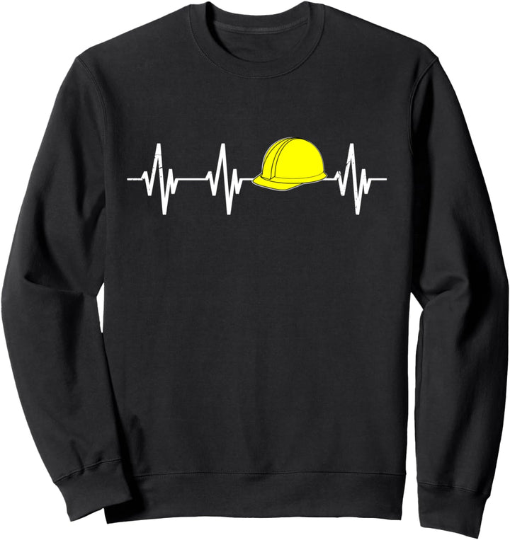 Bauarbeiter Helm Herzschlag Baggerfahrer Herzlinie Maurer Sweatshirt