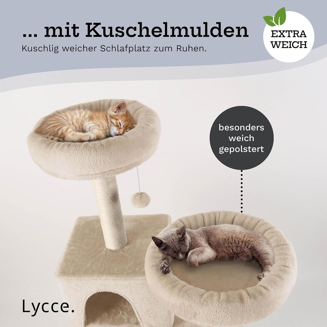 Lycce Kratzbaum gross Royal 145 cm hoch mehrstöckiger Katzenbaum inkl. 10 Kratzsäulen mit vollständi