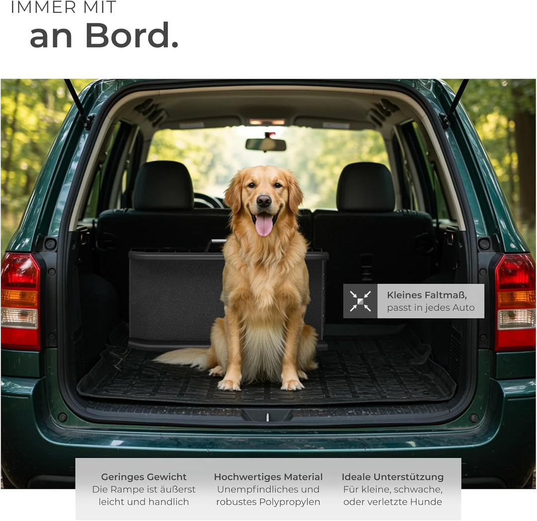 tectake® Hunderampe, klappbar und rutschfest, bis 90kg, Hunderampe Auto mit Kofferraumschutz, Hausti