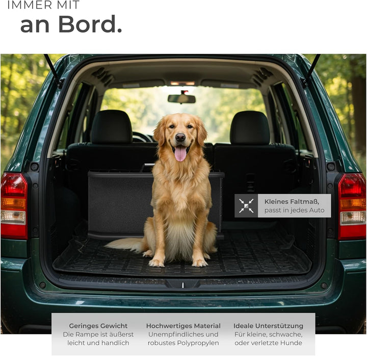 tectake® Hunderampe, klappbar und rutschfest, bis 90kg, Hunderampe Auto mit Kofferraumschutz, Hausti