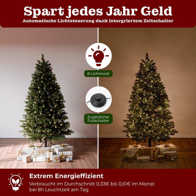 BoomDing Weihnachtsbaum mit Beleuchtung - 100% Spritzguss - 180 cm hoch mit 350 LED - naturgetreuer