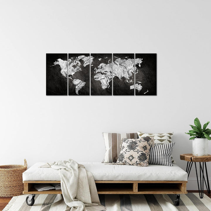 Runa Art Bild Weltkarte Wandbilder auf Vlies Leinwand 5 Teilig Wanddekoration Büro Wohnzimmer 002956