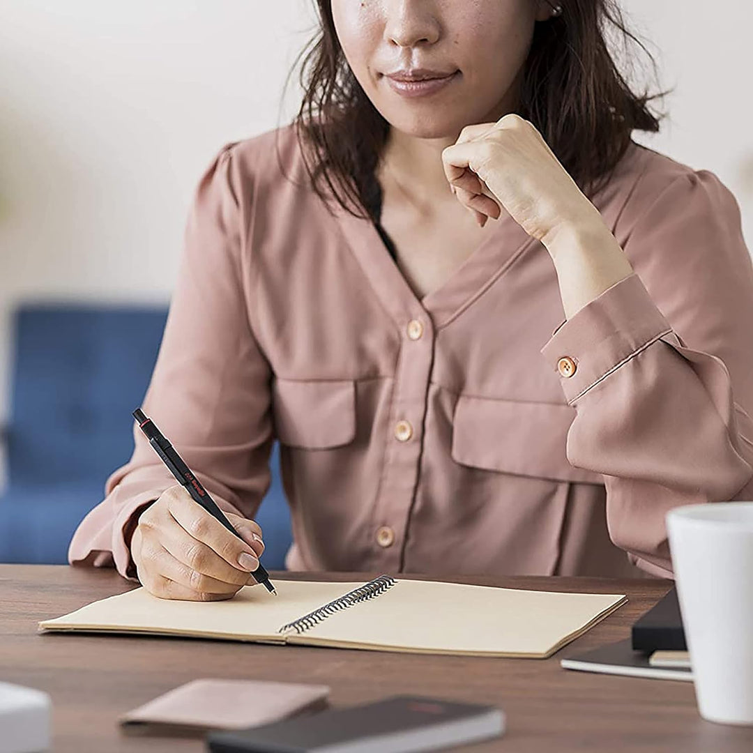 rOtring 600 Kugelschreiber | mittlere Spitze | Schwarze Tinte | silberfarbener Schaft | nachfüllbar,