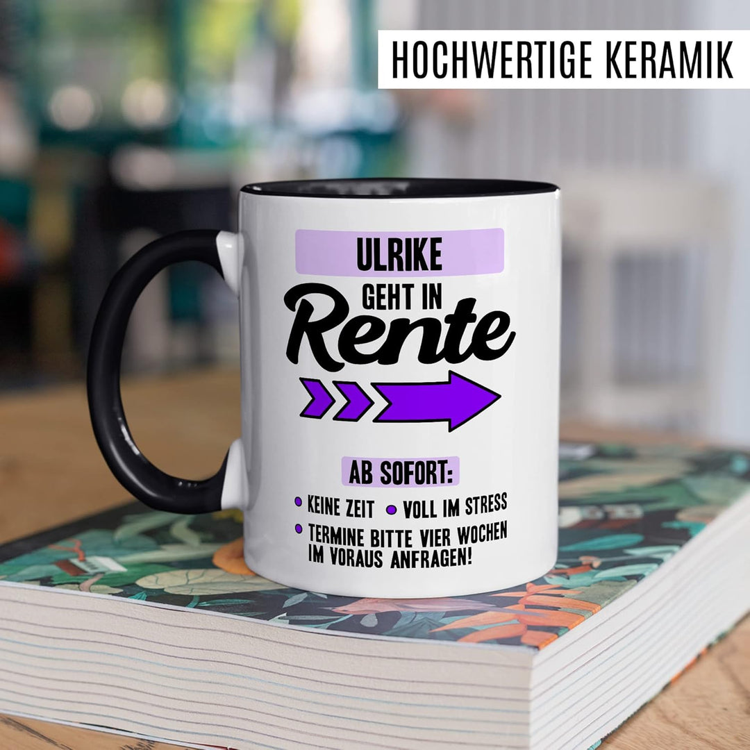Rente Tasse personalisiert Ruhestand Kaffeetasse Rentnerin Geschenk anpassbar Kollegin Geschenkidee
