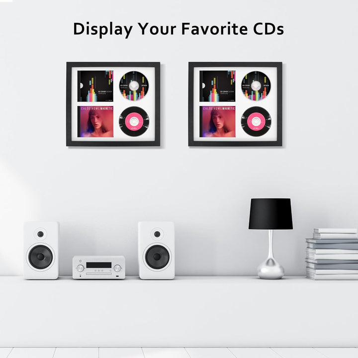 Doppel-CD Musikrahmen Schaukasten Display 36x32,5 cm Disc und CD Box Echtglas mit Eva Schaum und Tis
