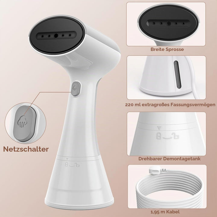 OLAYMEY steamer Dampfglätter 1000W, Steamer für Kleidung, 220ml Wassertank, Tragbarer Dampfbügeleise