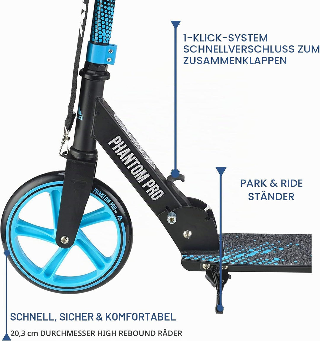 Apollo XXL Wheel Scooter - Phantom Pro Cityroller | Klappbarer City Roller für Kinder | Höhenverstel