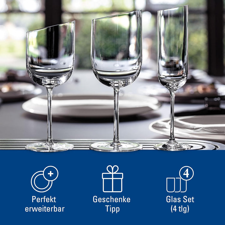 Villeroy &amp; Boch NewMoon Rotweinkelch Set, 4tlg, Elegante, 405 ml randvoll gemessen, Moderne Rotweing