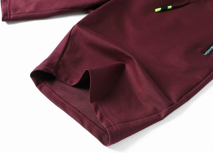 JustSun Herren Shorts Kurze Sporthose Baumwolle Stretchstoff mit Reissverschluss S Rot, S Rot