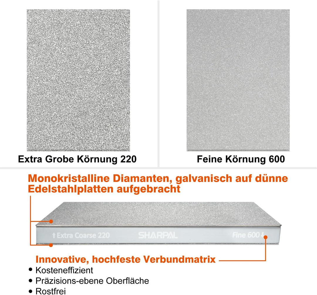 SHARPAL 169H Diamant Schleifstein Extra-Grob 220 / Fein 600 Doppelseitig Wetzstein – Professioneller
