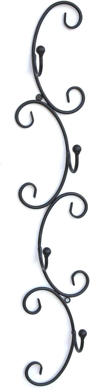 DanDiBo Tassenhalter Wand Schwarz Metall 68 cm Olivia Tassenhaken Küche Vintage Antik Becherhalter