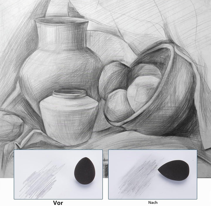 AGPTEK 48 PCS Sketch Drawing Tools, 20 Blending Stümpfe Set mit 2 Sandpapier Bleistiftspitzer, Bleis