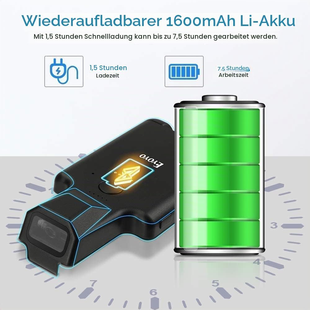 Eyoyo 2D Tragbar Bluetooth Tragbar Barcode Scanner, Back Clip Kabellos 1D Qr Barcode Leser Mit Bluet