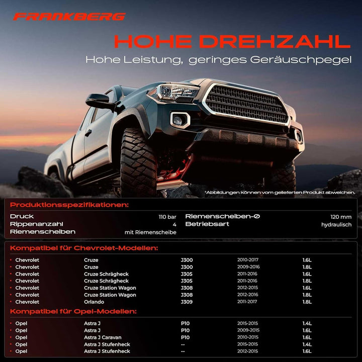 Frankberg Servopumpe Hydraulikpumpe Lenkung Kompatibel mit Cruze J300 J305 J308 1.6L-1.8L 2009-2016