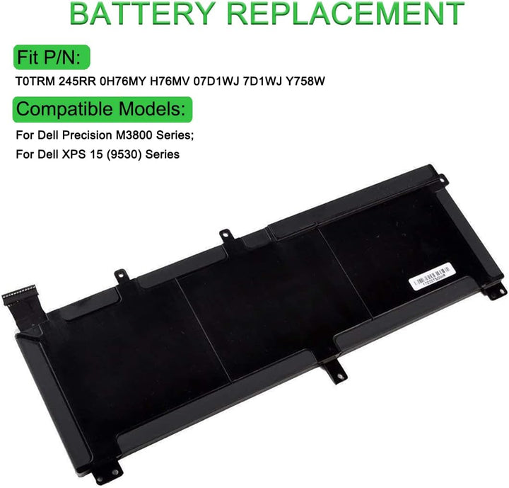 XITAIAN 11.1V 61Wh T0TRM Ersatz Laptop Akku für Dell Precision M3800, XPS 15 (9530) Series 245RR 0H7