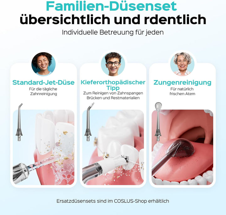 COSLUS Elektrische Munddusche Zahnbürste, Ideal für Reisen und Zuhause