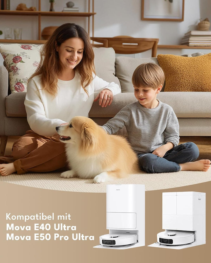 28 Stück Zubehörsets für Mova E40 Ultra Saugroboter: 2 Hauptbürste, 8 Wischer-Pads, 6 Seitenbürste,