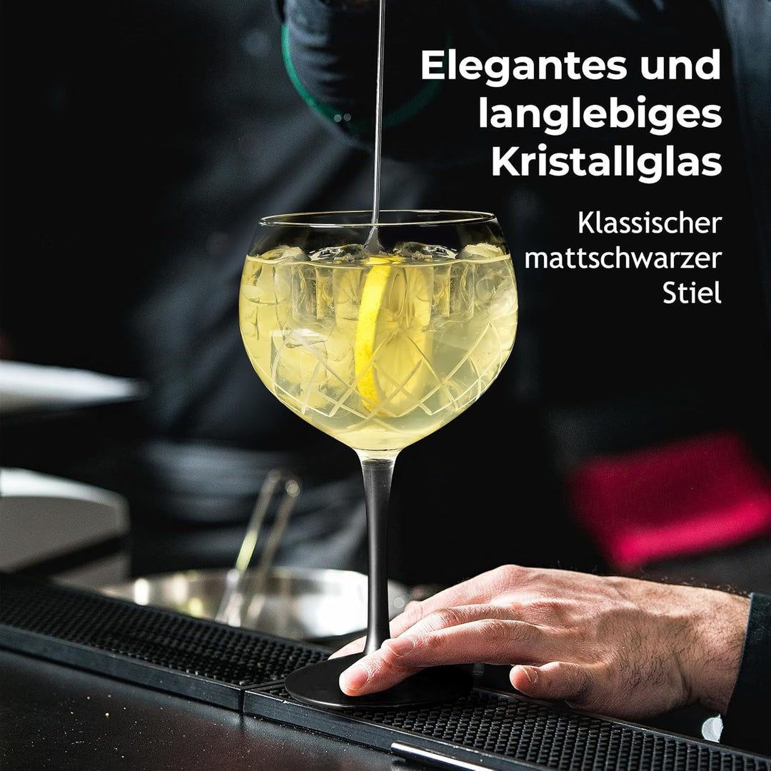 MIAMIO - 2 x 650 ml Gin Glas / 2er Gin Gläser Set -Hochwertige Gin Tonic Gläser ideal für Gin und Co