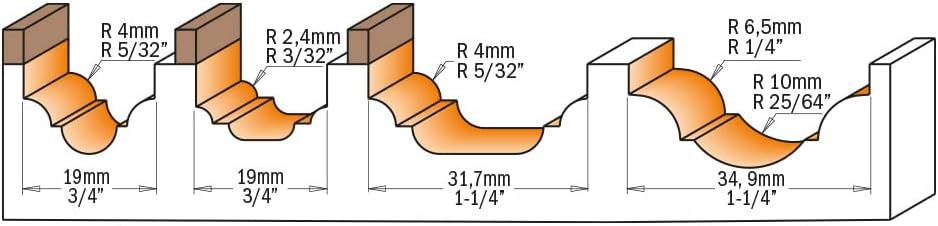 CMT ORANGE TOOLS 948.317.11B - HARTMETALL-PROFILFRÄSER MIT KUGELLAGER Z2 S=8 D=31,7X13 R=4