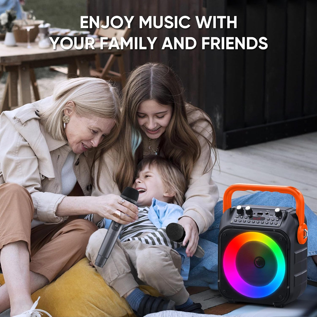 Wowstar Tragbare Karaoke Maschine mit 2 kabellose Mikrofone, Bluetooth Lautsprecher Box für Erwachse