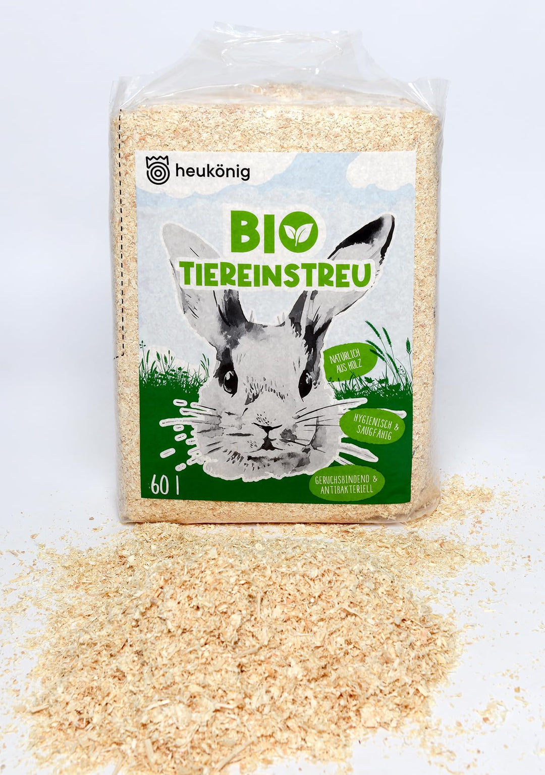 heukoenig.de Bio-Holzstreu 6x60L für Kleintiere und Nager | 100% Natürlich, Hygienisch, Staubfrei, G