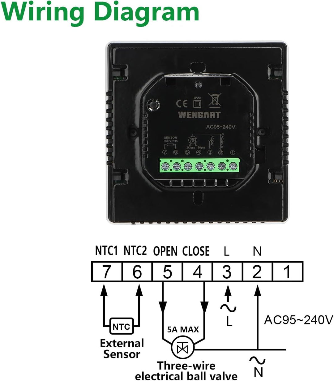 Wengart Digitaler Thermostat WG538,Thermostatsteuerung für den Innenbereich,wöchentliche Programmier