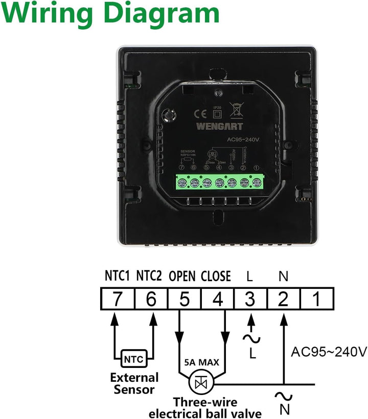 Wengart Digitaler Thermostat WG538,Thermostatsteuerung für den Innenbereich,wöchentliche Programmier