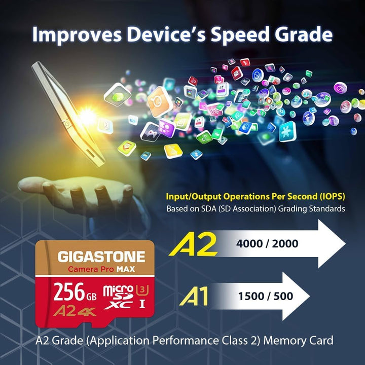 [5 Jahre kostenlose Datenrettung] GIGASTONE 256GB Micro-SD-Karte mit USB 3.2 Typ C Kartenleser, 4K C