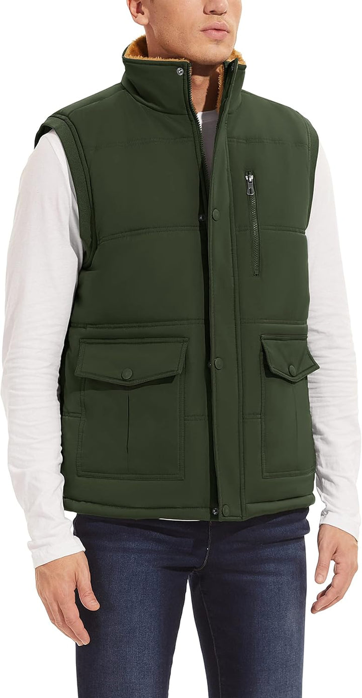 MAGCOMSEN Winterweste Herren Gefüttert Outdoor Weste Warme Fleeceweste Freizeit Ärmellos Jacke Therm