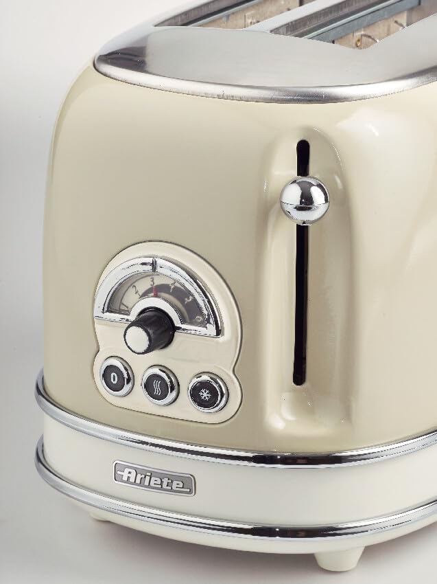Ariete, 0155CR, Design-Toaster für zwei Scheiben, sechs Toaststufen, 810 W, Gehäuse aus Edelstahl, h