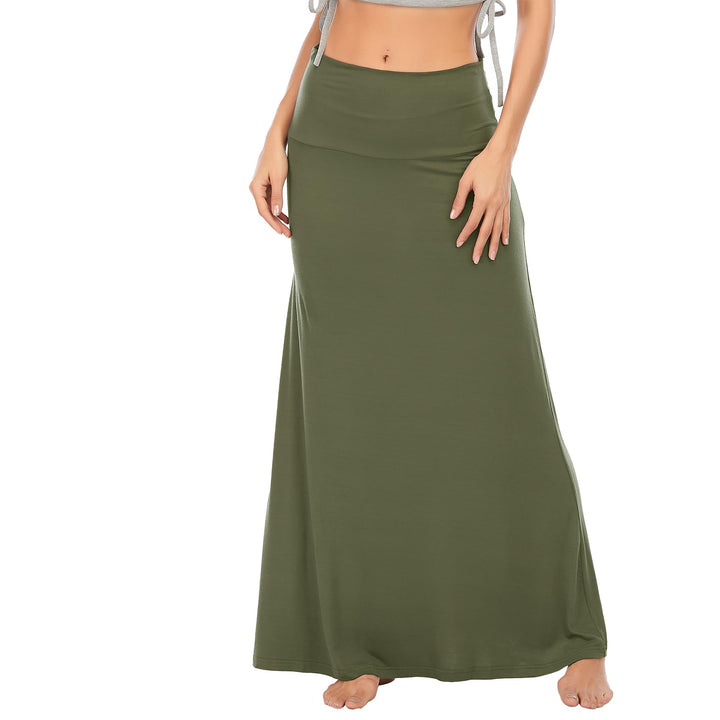 Durio Rock Maxirock Lang Damen Rock Weich Sommerrock Elegant Freizeitrock mit Hohem Bund Elastisch S