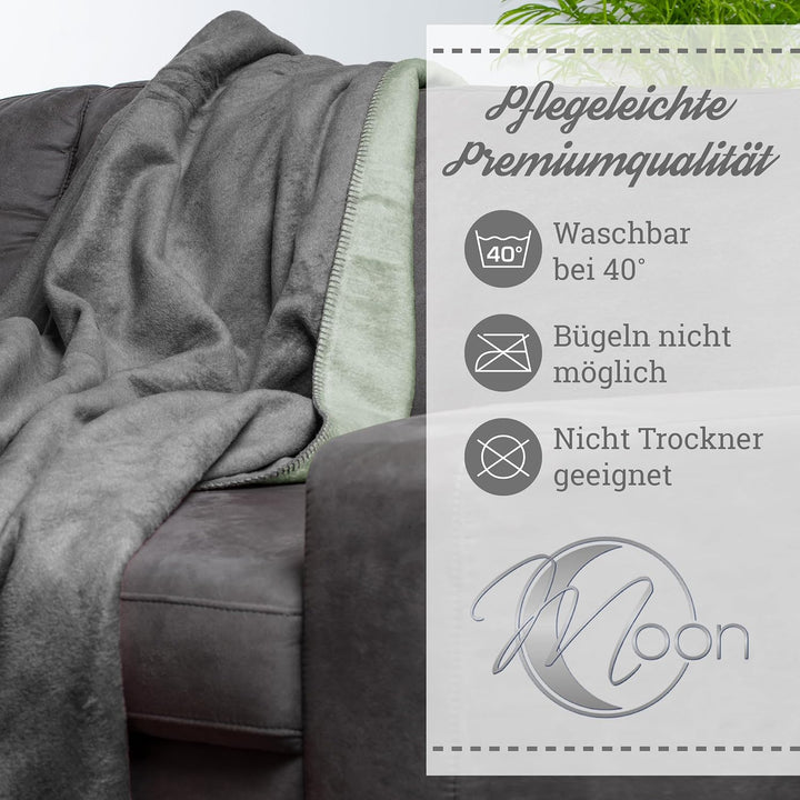 Moon Doubleface Kuscheldecke, Wohndecke aus Baumwollmischung - ca. 150x200 cm mit geketteltem Rand (