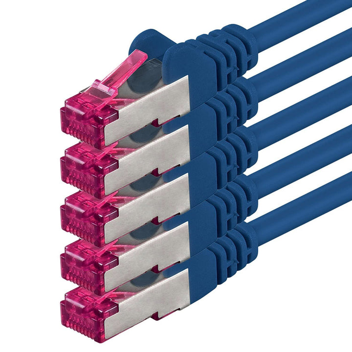 1aTTack.de 7,5m - blau - 5 Stück - Netzwerkkabel CAT6a (10Gb/s) S-FTP CAT 6a Lankabel - GHMT zertifi