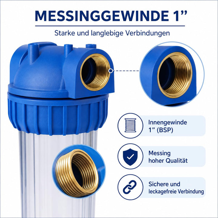 Bbagua GS530771.1 Filterbecher 10" mit Metallgewinde, Halterung und Schlüssel, Kunststoff, 3500 lite