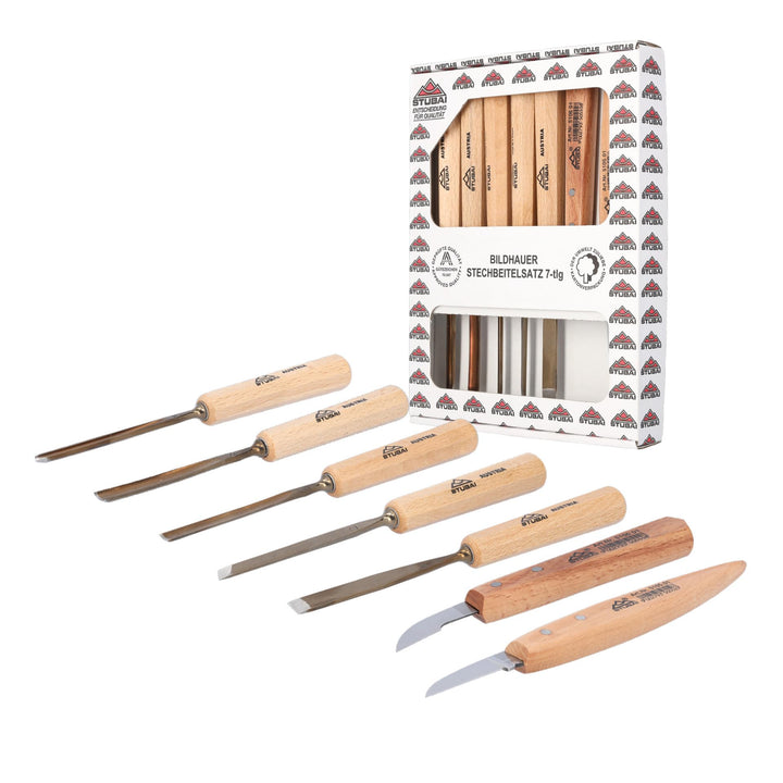 Stubai 510201 Schnitzersatz mit Holzheft 7-teilig, Medium