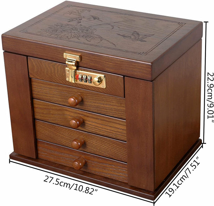 Schmuckschrank,Retro Holz Schmuckdose,Gross Schmuckkasten Schmuckschatulle Schmuckkästchen Schmuckko