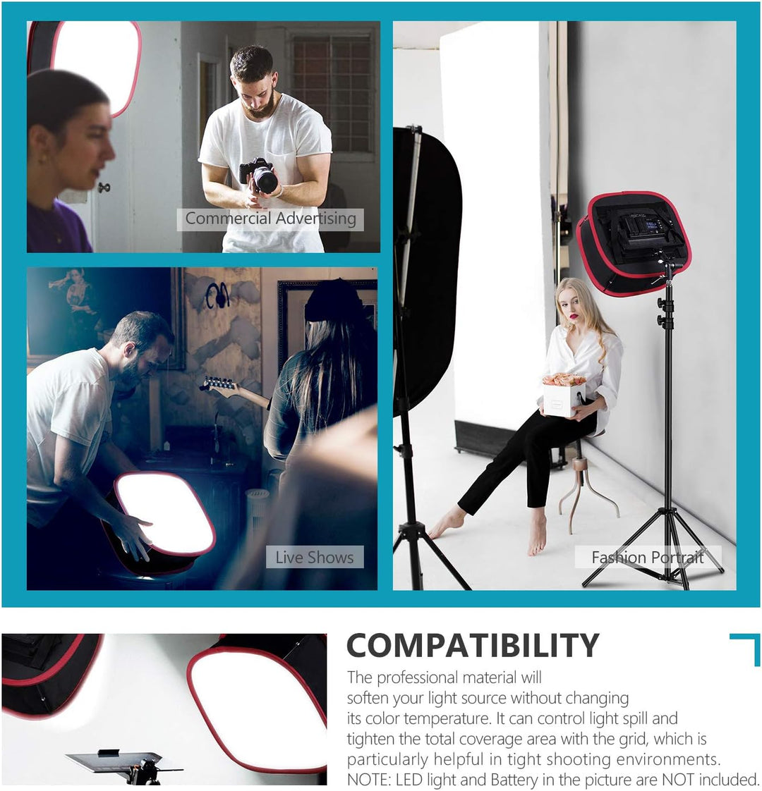 Neewer Softbox Softbox, faltbar, mit Gurt, Gitter und Tragetasche, kompatibel mit Neewer 480/660/530