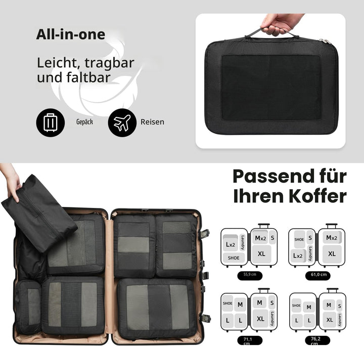 Kompressions-Packwürfel, Verbessertes Netzfenster, Sichtbar und Tragbar, Erweiterbare Reisegepäck-Or