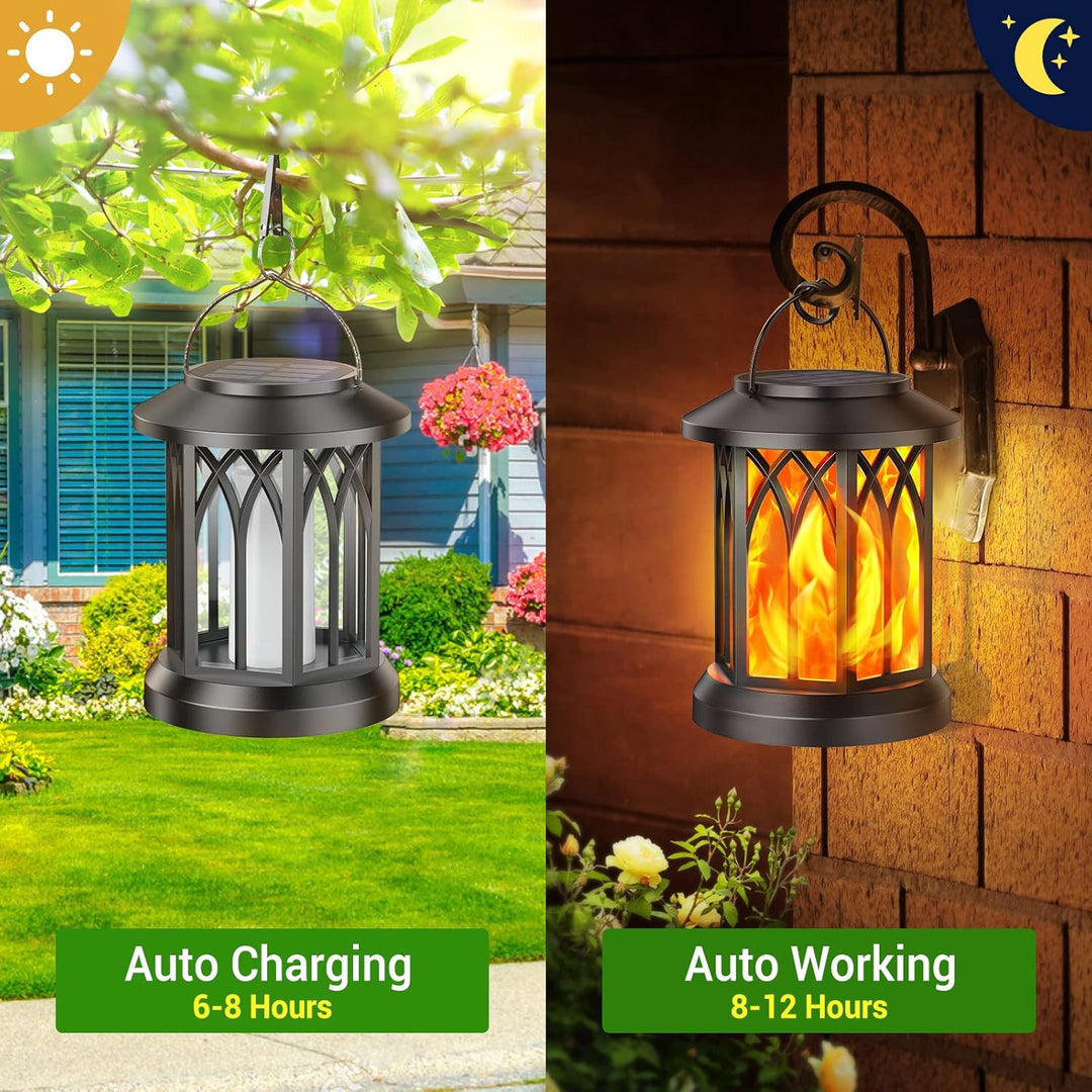 Garten Solarlampen für Aussen Hängend, GEARLITE 2 Stücke Solar Laternen für Draussen mit Realistisch