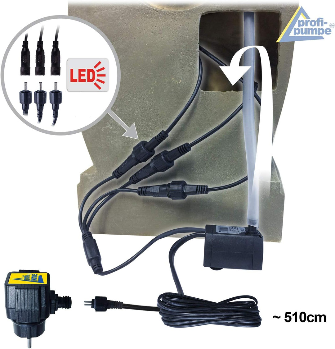 Gartenbrunnen Brunnen Zierbrunnen Zimmerbrunnen Springbrunnen Brunnen mit LED-Licht 230V Wasserfall