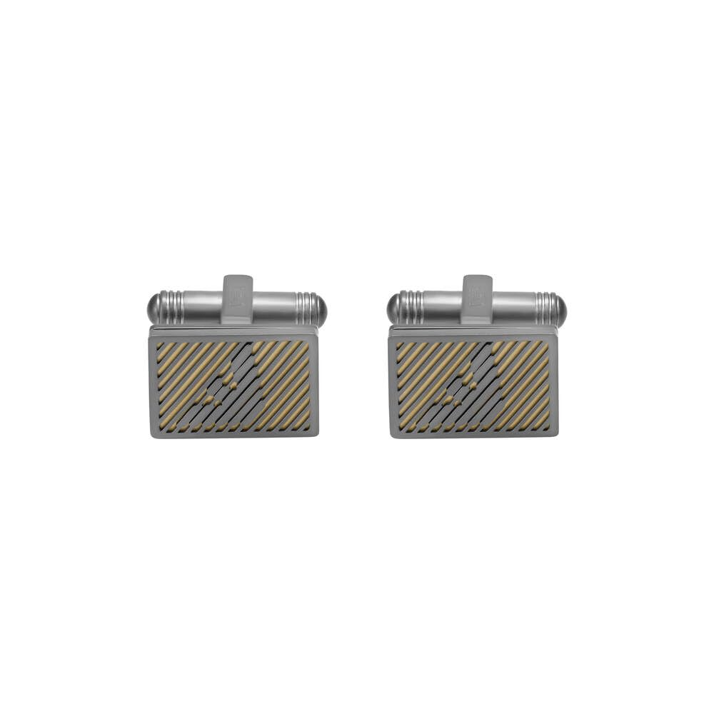 Emporio Armani Herren Manschettenknöpfe aus Edelstahl Silber und Dunkelgold, Silber und Dunkelgold