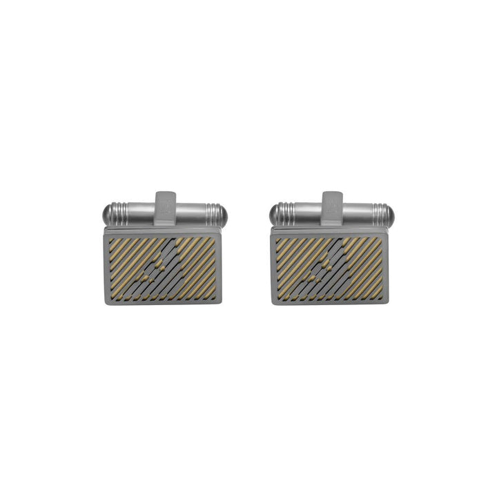 Emporio Armani Herren Manschettenknöpfe aus Edelstahl Silber und Dunkelgold, Silber und Dunkelgold