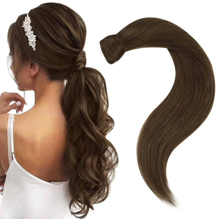 Easyouth Zopf Echthaar Extensions Braun Zopf Haarverlangerung Remy Echthaar Ponytail Extensions Dunk